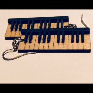3/$15 Black And Ivory Wooden 3D Keyboard Earrings